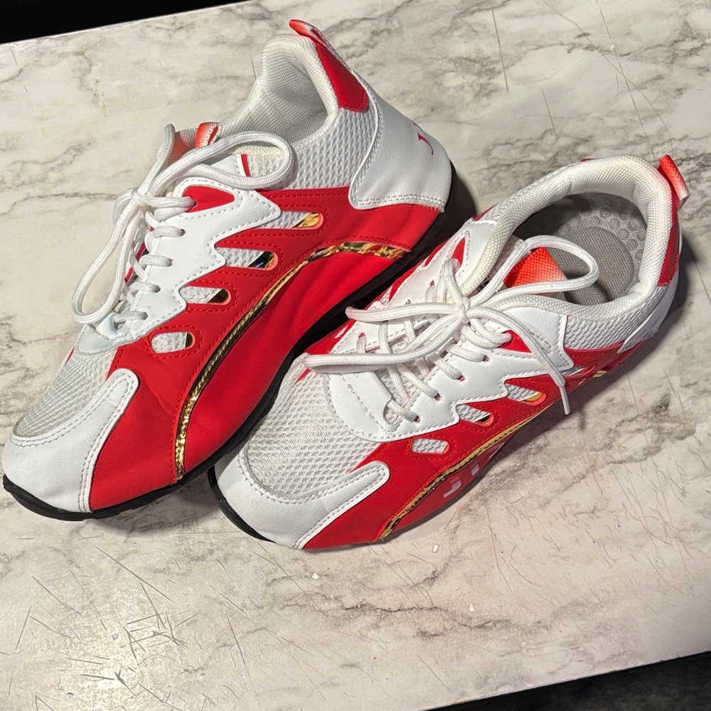JISHI Red and White with gold accents Athletic/Casual Sneakers